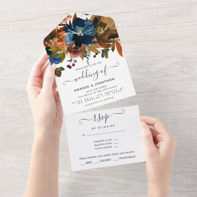 Ginger and Navy Blommigt Bröllop (Tearaway)