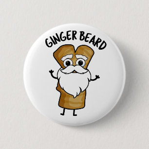Ginger Beard Funny Gingerbröd Food Pun Knapp