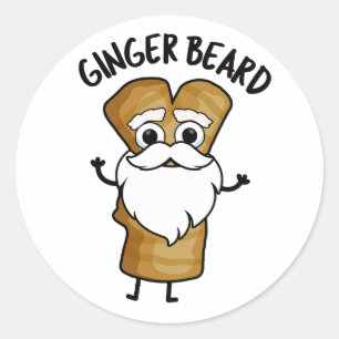 Ginger Beard Funny Gingerbröd Food Pun Runt Klistermärke