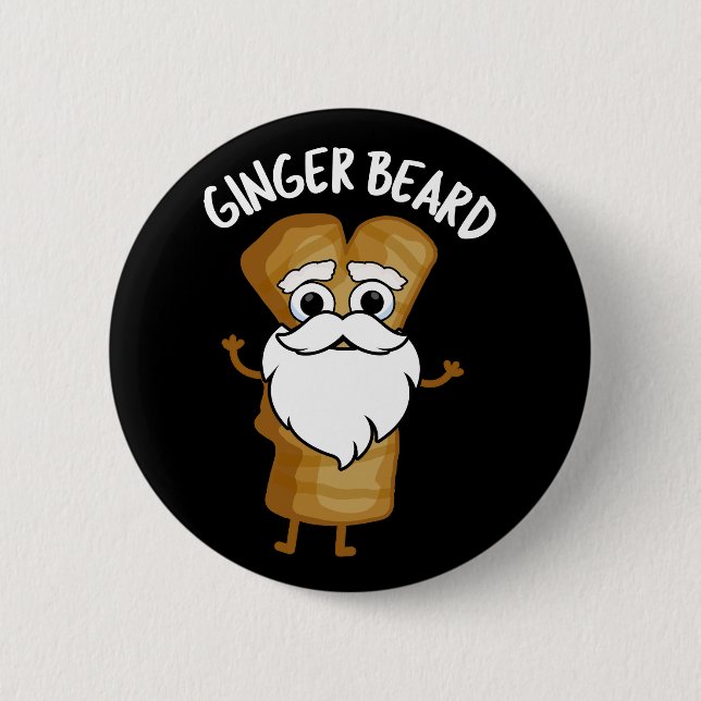 Ginger Beard Funny Gingertea Food Pun Mörk BG Knapp (Framsida)