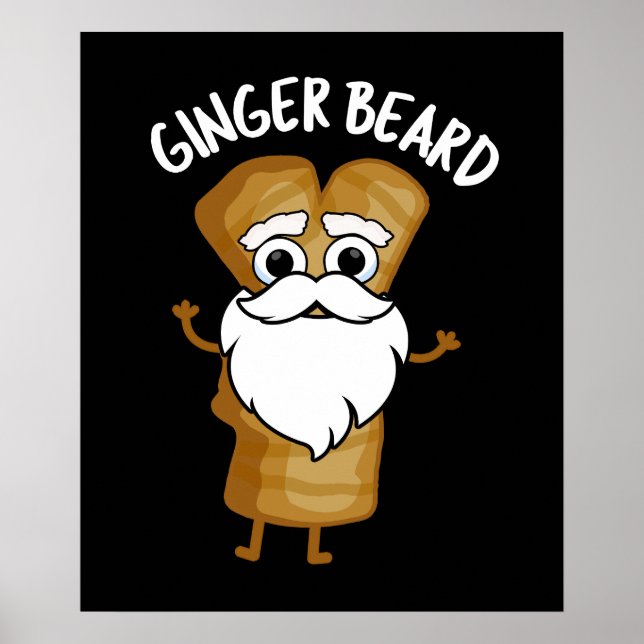 Ginger Beard Funny Gingertea Food Pun Mörk BG Poster (Framsidan)