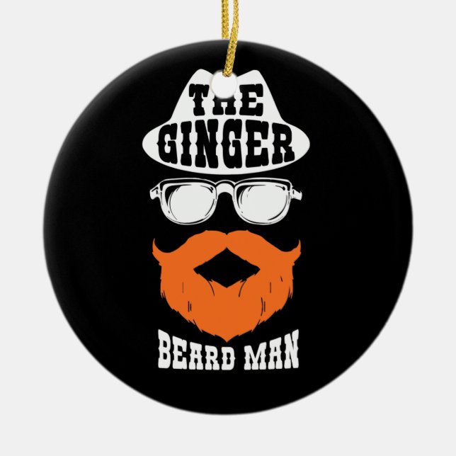Ginger Beard Man Funny Rödhårig Irish Bearded Mana Julgransprydnad Keramik (Framsidan)
