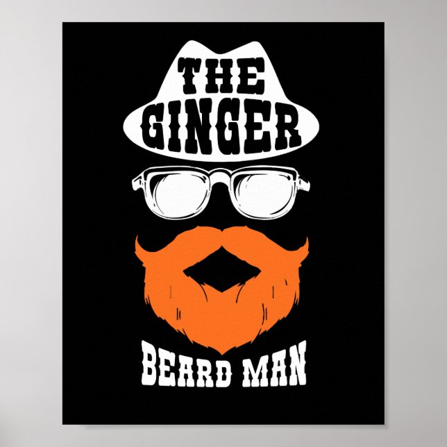 Ginger Beard Man Funny Rödhårig Irish Bearded Mana Poster (Framsidan)