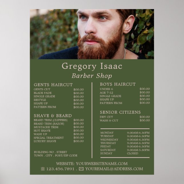 Ginger Beard Model, Herrbarberare Prislista Poster (Framsidan)