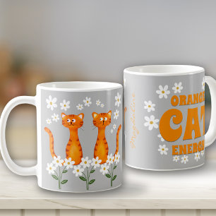 Ginger Blommigt Namn Orange Cat Energy Kaffemugg