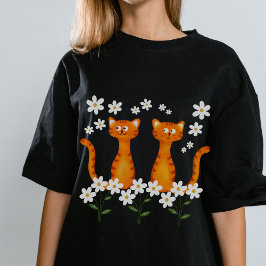 Ginger Blommigt Orange Cat Energy T Shirt