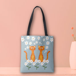 Ginger Blommigt Orange Cat Energy Tygkasse