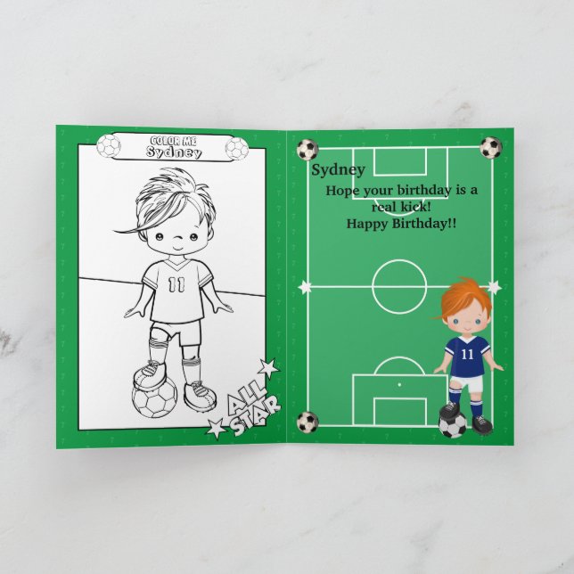 Ginger Boys-fotfärgssida Grattis på födelsedagen Kort (Inuti)