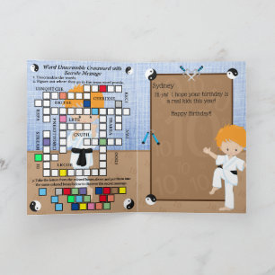 Ginger Boys Karate Secret Message Grattis på födel Kort