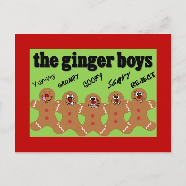 "Ginger Boys" Pepparkaksgubbe Boy Band Vykort (Framsida)