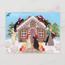 Ginger Bread House Labradors Painting Helg Vykort