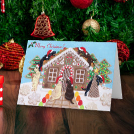 Ginger Bread House Labradors Painting Helgkort