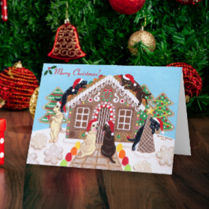 Ginger Bread House Labradors Painting Helgkort