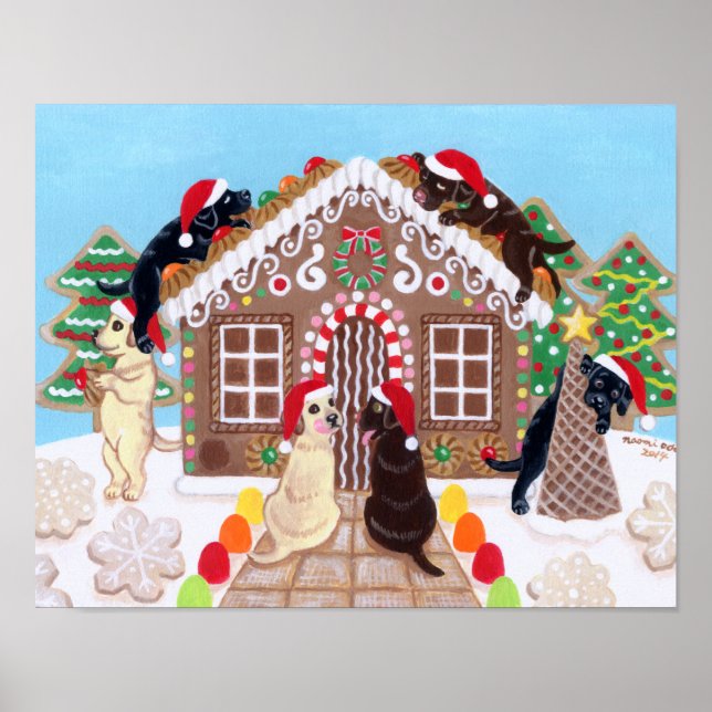 Ginger Bread House Labradors Painting Poster (Framsidan)