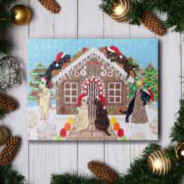 Ginger Bread House Labradors Painting Pussel