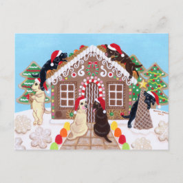 Ginger Bread House Labradors Painting Vykort