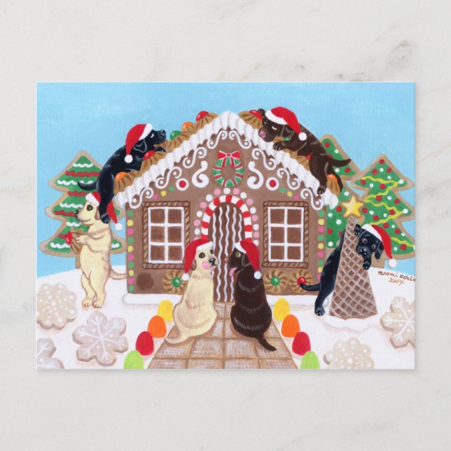 Ginger Bread House Labradors Painting Vykort (Framsida)