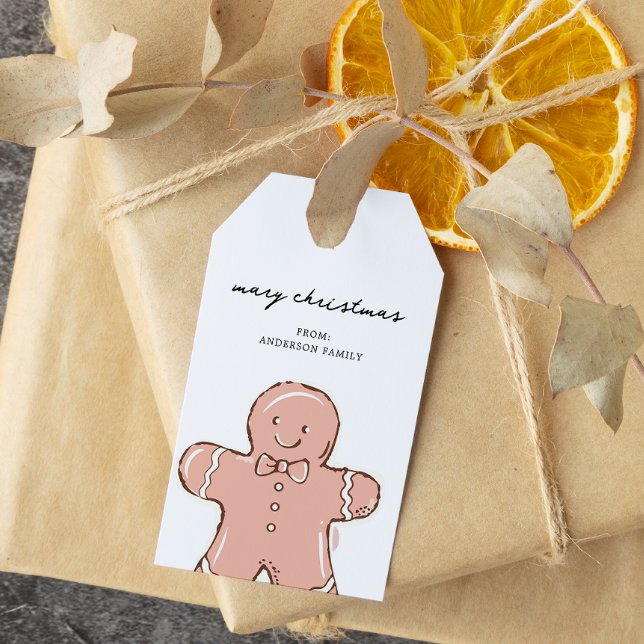 Ginger Bread Man Jul Presentetikett (Skapare uppladdad)