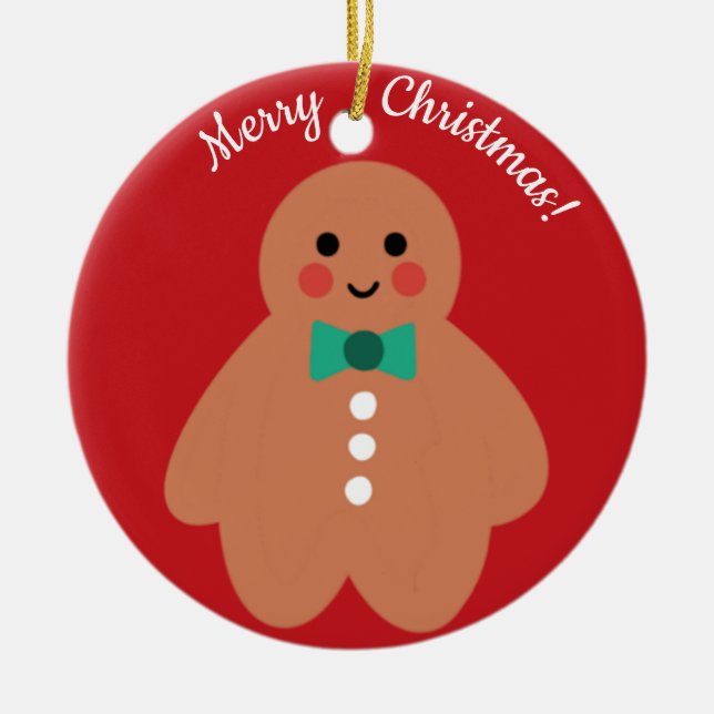 Ginger Bread Pappa & Mamma | Anpassningsbar för ak Julgransprydnad Keramik (Framsidan)
