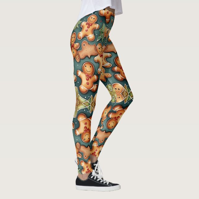 Ginger breadman jul Mönster Leggings (Höger)