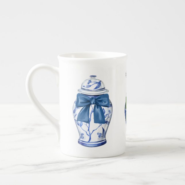 Ginger Burk Bows Chinoiserie Bone China Coffee Mug Benporslin Mugg (Vänster)