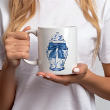 Ginger Burk Bows Chinoiserie Ceramic Coffee Mugg