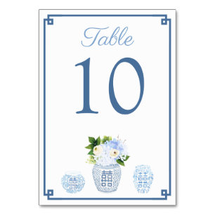 Ginger Burk Chinoiserie Chic Blue and White Bröllo Bordsnummer