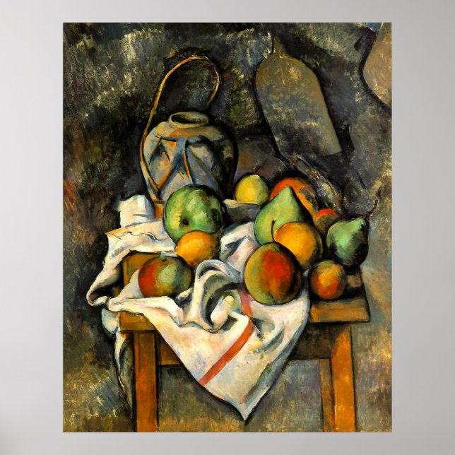 Ginger Burk och Fruit - Paul Cezanne - c1895 Poster (Framsidan)