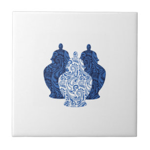 Ginger Burk Pottery Blue/White Ceramic Tile Kakelplatta