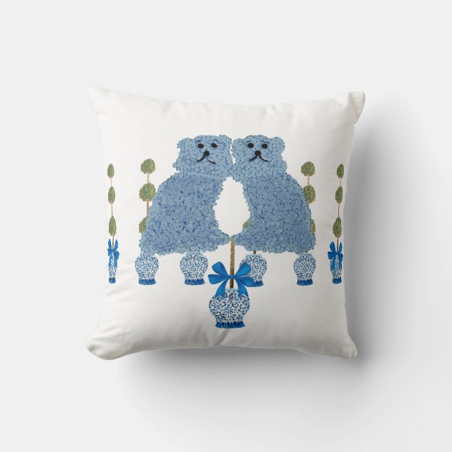 Ginger Burk Stafford Hundar Topiary Kudde (Framsida)