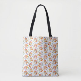 Ginger Cat and Flowers Motif Tygkasse