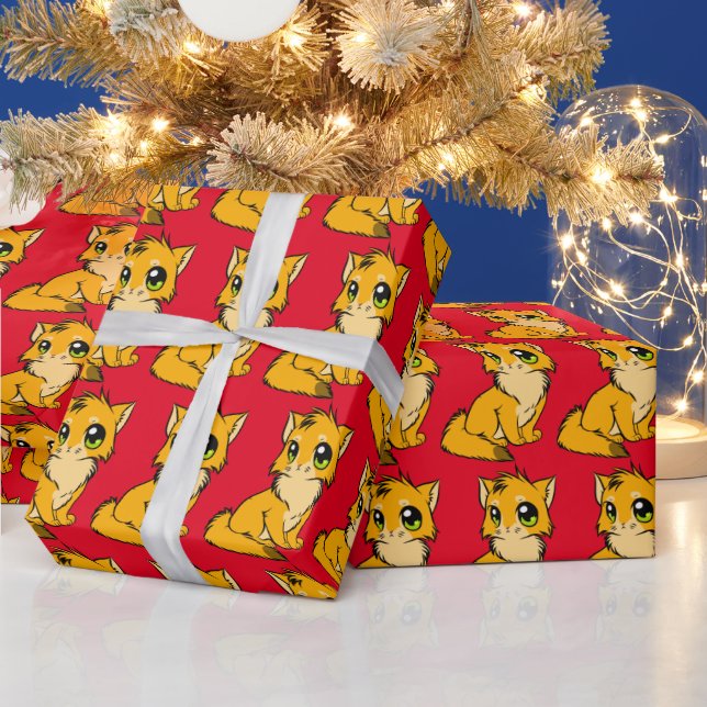 GINGER CAT ART CHRISTMAS WRAPPP PAPPER PRESENTPAPPER (Helgdagar)