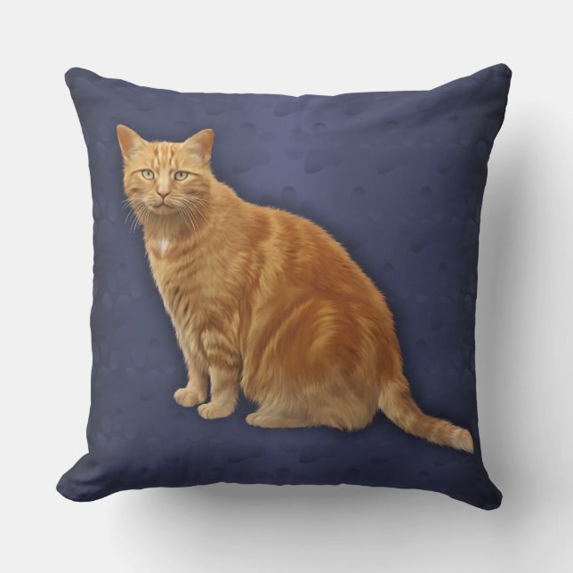 Ginger Cat Blue Designer Kuddöverdrag Kudde (Framsida)