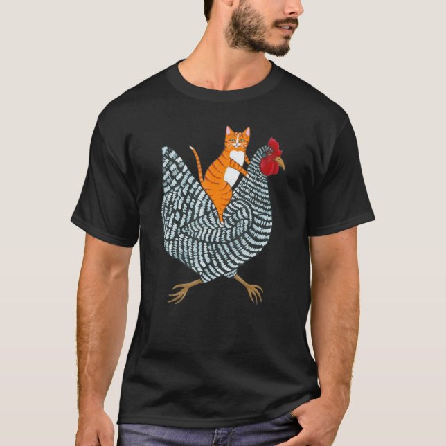 Ginger Cat Chicken Ride Orange Cat Chicken Cats T Shirt (Framsida)