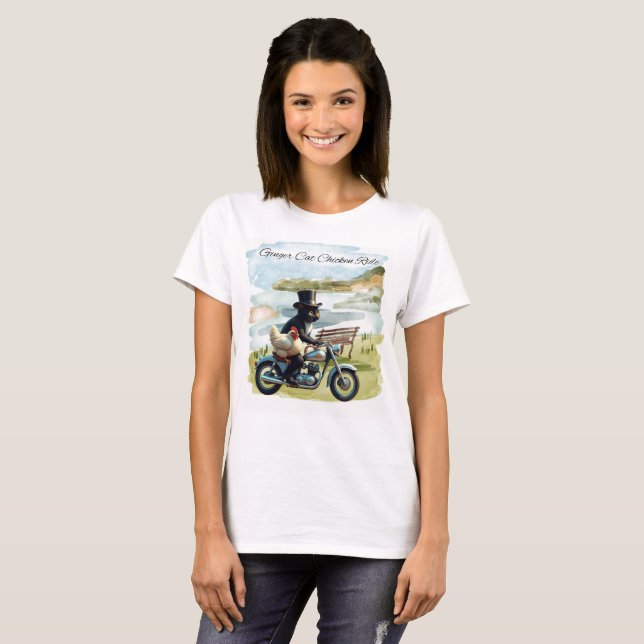 Ginger Cat Chicken Ride T Shirt (Hel framsida)