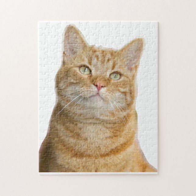 Ginger cat grönt öga jigszons puzzle pussel (Vertikal)