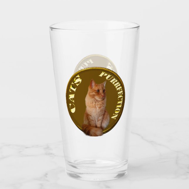 Ginger Cat Guld Coin, Glass Tumbler Glaskopp (Framsida)