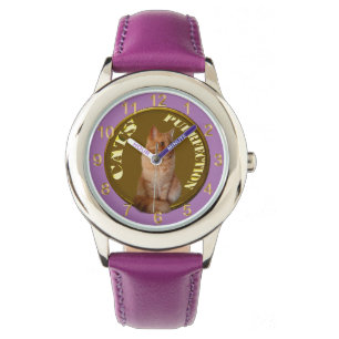 Ginger Cat Guld Coin, Kids Lila Watch Armbandsur