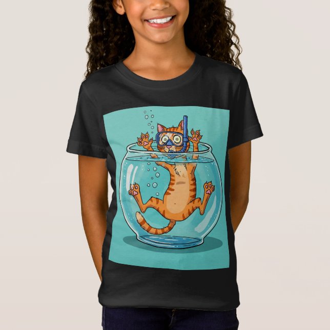 Ginger Cat i ett Aquarium, av Natasha Us T Shirt (Framsida)