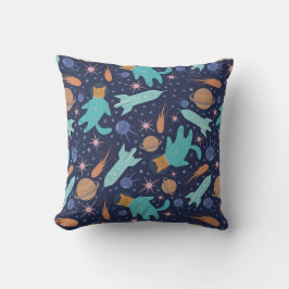 Ginger cat in space galaxy äventyr kudde