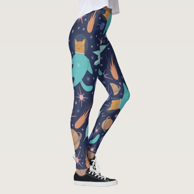 Ginger cat in space galaxy äventyr leggings (Höger)