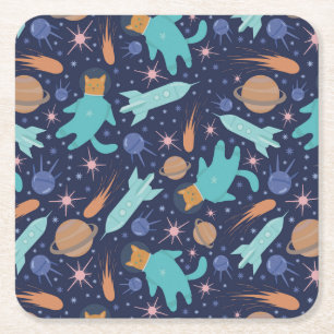 Ginger cat in space galaxy äventyr underlägg papper kvadrat