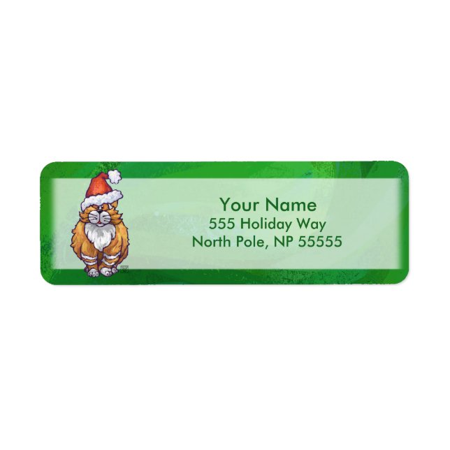 Ginger Cat-jul på Grönt Returadress Etikett (Framsidan)