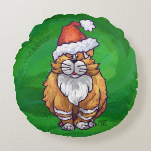 Ginger Cat-jul på Grönt Rund Kudde