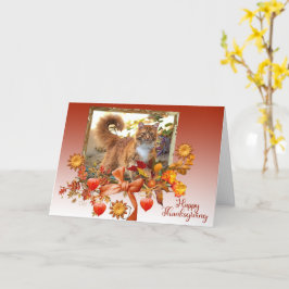 Ginger Cat-kort för Thanksgiving Kort