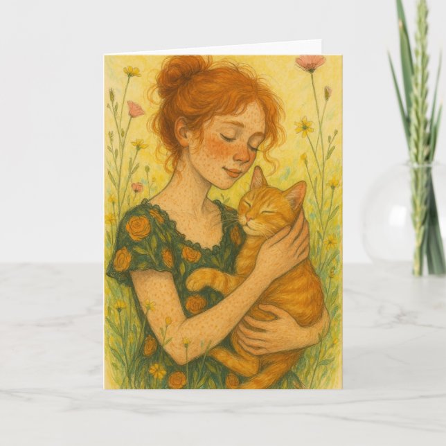 Ginger Cat Mamma Orange Tabby katt Kort (Framsida)