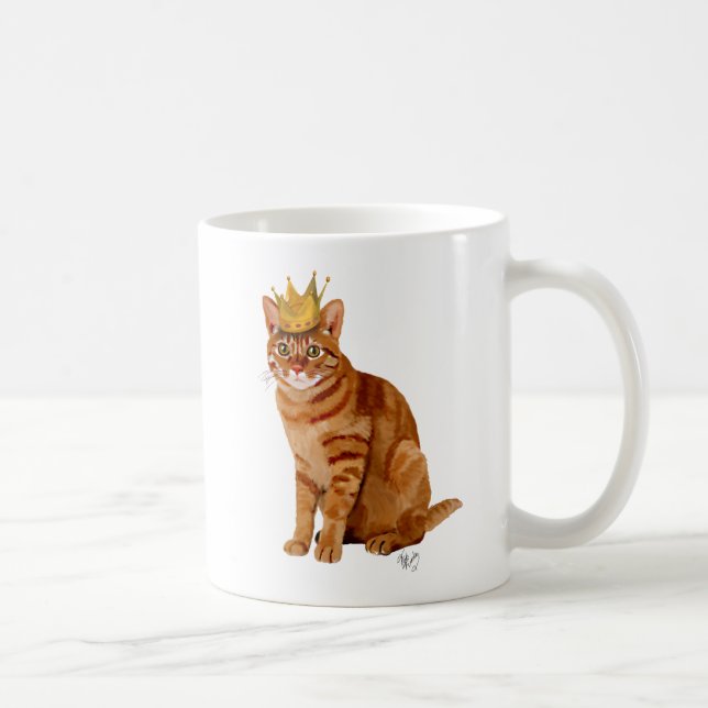 Ginger Cat med Krona Fullt Kaffemugg (Höger)
