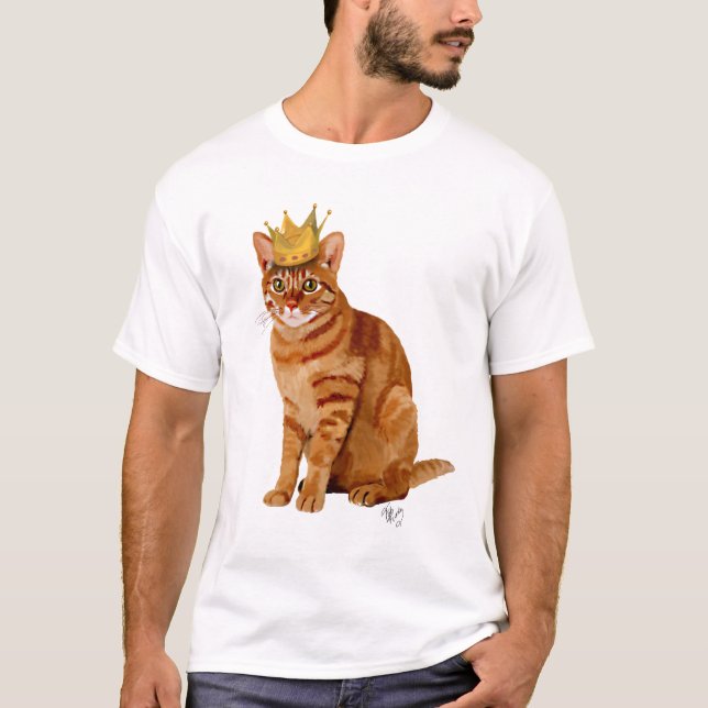 Ginger Cat med Krona Fullt T-shirt (Framsida)