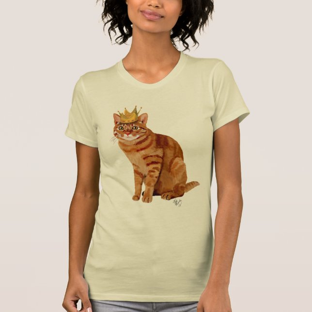Ginger Cat med Krona Fullt Tee Shirt (Framsida)