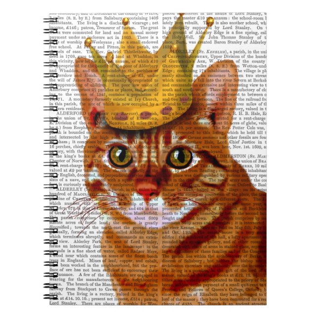 Ginger Cat med Krona Portrai Anteckningsbok (Framsidan)